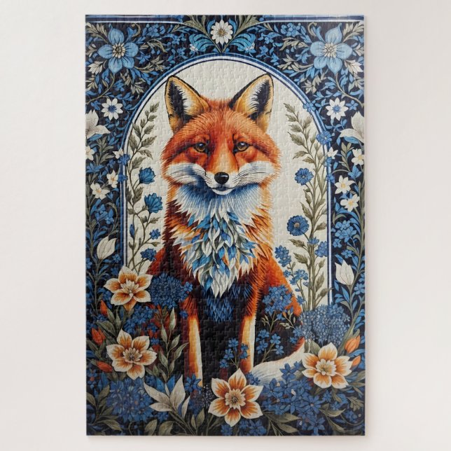 Puzzle Elegante Floral Azul William Morris Inspirado Fox (Vertical)