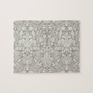 Puzzle elegante formal brocado de encaje damasco blanco