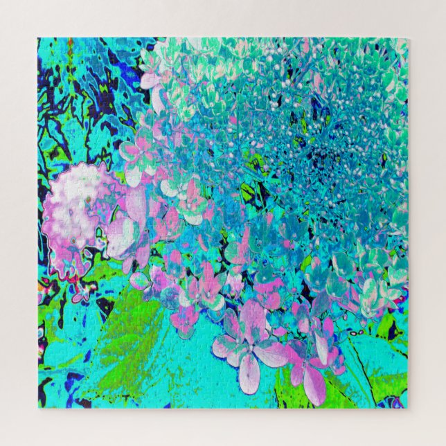 Puzzle Elegante Hydrangea de luz rosa y azul (Vertical)