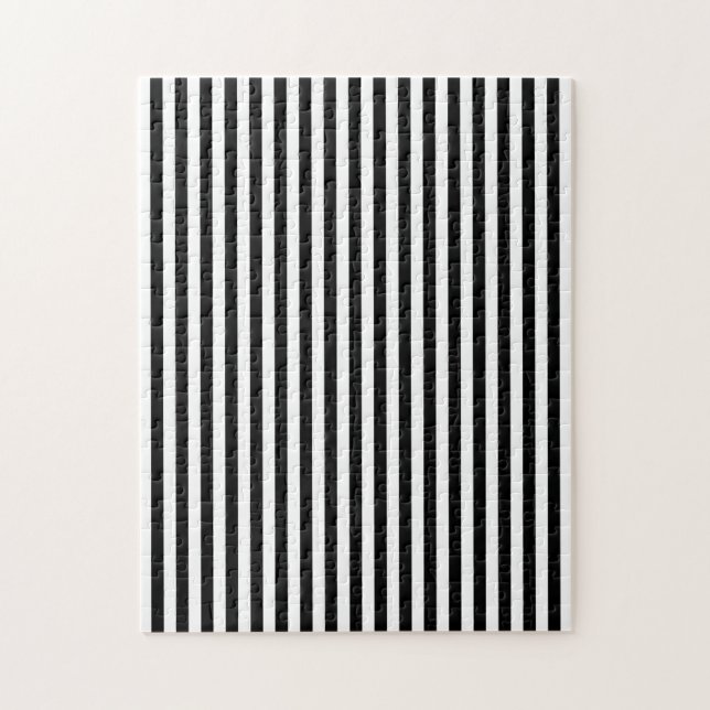 Puzzle Elegante línea vertical blanca negra geométrica (Vertical)