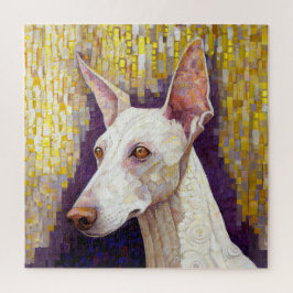 Puzzle Elegante Mosaico de Perro de Estilo Blanco y Oro K