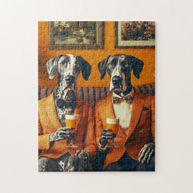 Puzzle Elegante Naranja de perros grandes de danés (Vertical)