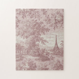 Puzzle Elegante paisaje rural francés de tela rosa de Jou