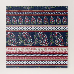Puzzle Elegante Paisley de la Marina: Diseño de Fronteras