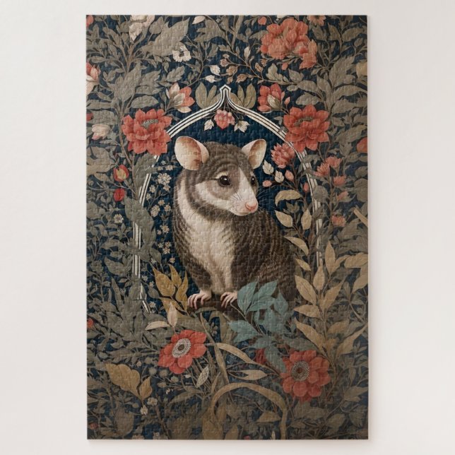 Puzzle Elegante Possum William Morris Inspiración Floral (Vertical)
