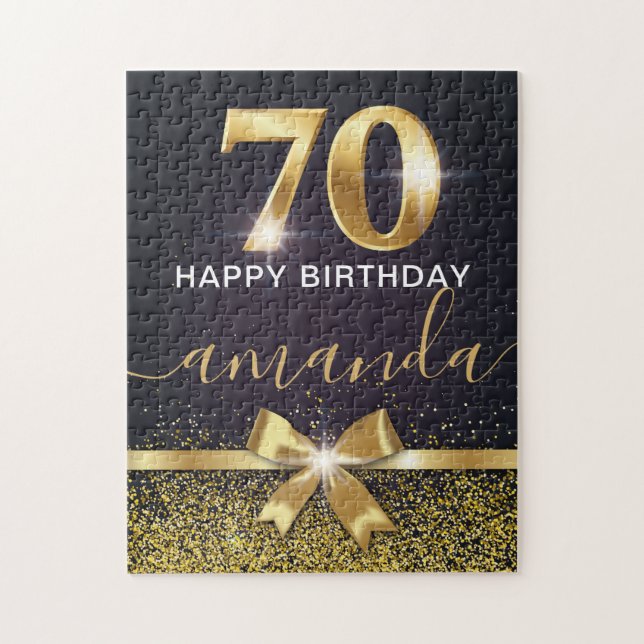 Puzzle Elegante Purpurina de Oro 70 cumpleaños (Vertical)