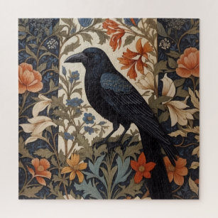 Puzzle Elegante Raven Negro William Morris Inspirado Flor