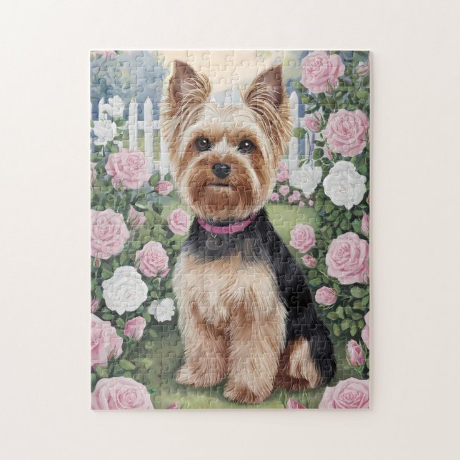 Puzzle Elegante Rosa de Yorkshire Terrier (Vertical)