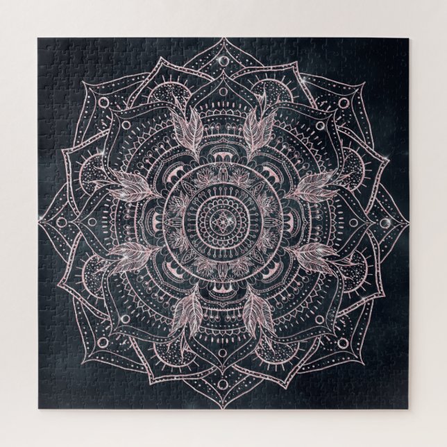 Puzzle Elegante Rosa Gold Mandala Gray Nebula Diseño (Vertical)