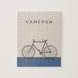 Puzzle Elegante Rubor de dibujo en bicicleta y azul perso