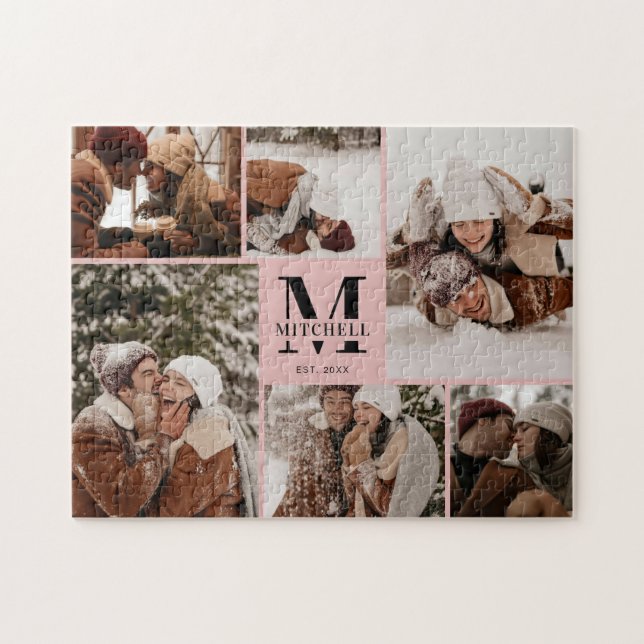 Puzzle Elegante Rubor Pink Family 6 Collage de fotos Keep (Horizontal)