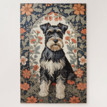 Elegante Schnauzer Floral Inspirado en William Mor
