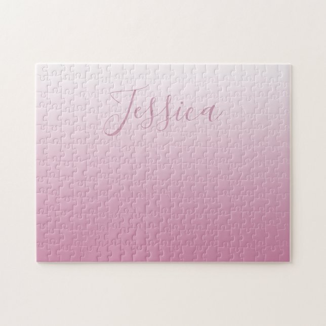 Puzzle Elegante Script y rosa editable (cualquier color)  (Horizontal)