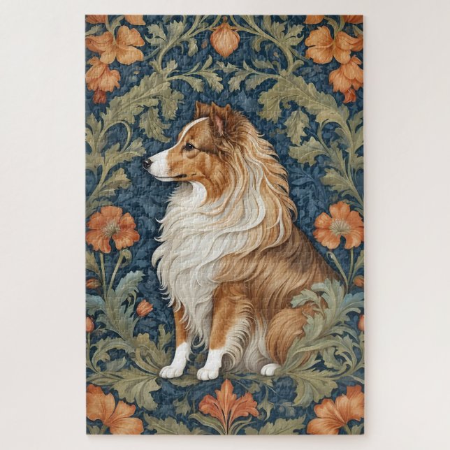 Puzzle Elegante Sheepdog de Shetland William Morris inspi (Vertical)
