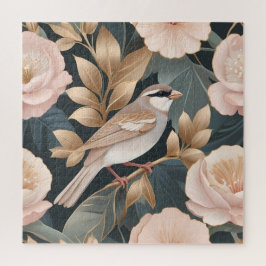 Puzzle Elegante Sparrow Dusty Floral rosa y dorada