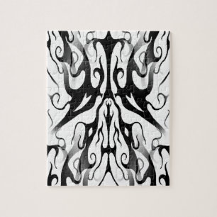 Puzzle Elegante tatuaje tribal digital negro y blanco