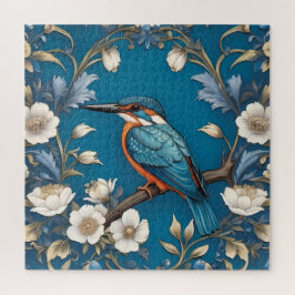 Puzzle Elegante Turquoise Kingfisher Bird Floral