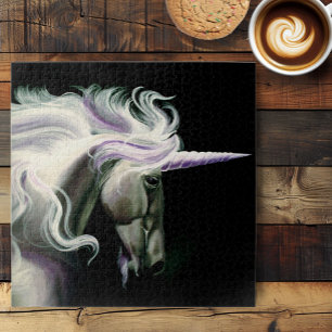 Puzzle Elegante Unicornio Blanco Melena Fluyente Fantasía