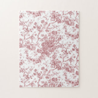 Puzzle Elegante Vintage Francés Grabado Floral Toile-Rosa