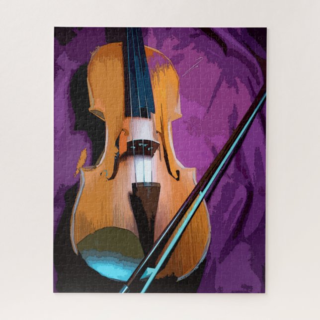 Puzzle Elegante violín en seda morada, para amantes de la (Vertical)