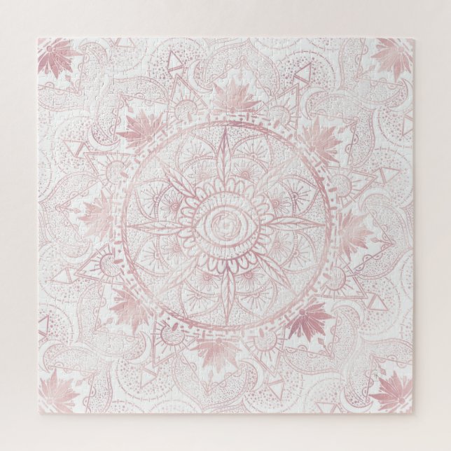 Puzzle Elegante White Rose Gold Oye Sun Moon Mandala (Vertical)