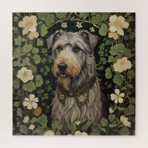 Puzzle Elegante Wolfhound Irlandés Con Shamrock