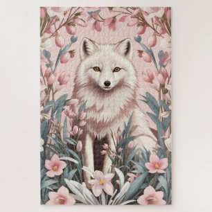 Puzzle Elegante Zorro Ártico Floral Rosa
