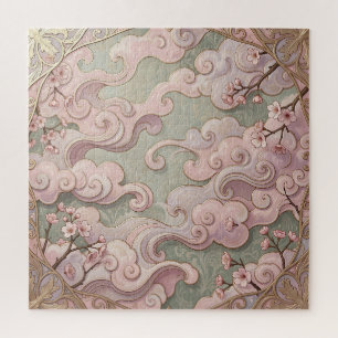 Puzzle Elegantes flores de cerezo Art Nouveau remolinos