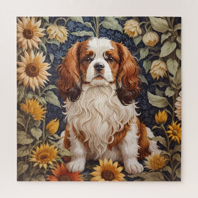 Puzzle Elegantes girasoles Cavalier King Charles Spaniel (Vertical)