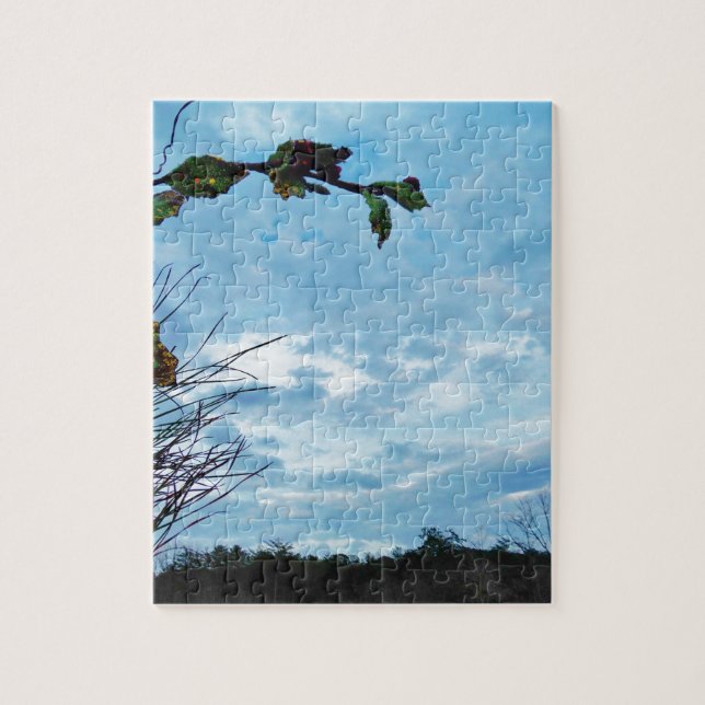 Puzzle Elegantes Navidades Holly, cielo azul (Vertical)