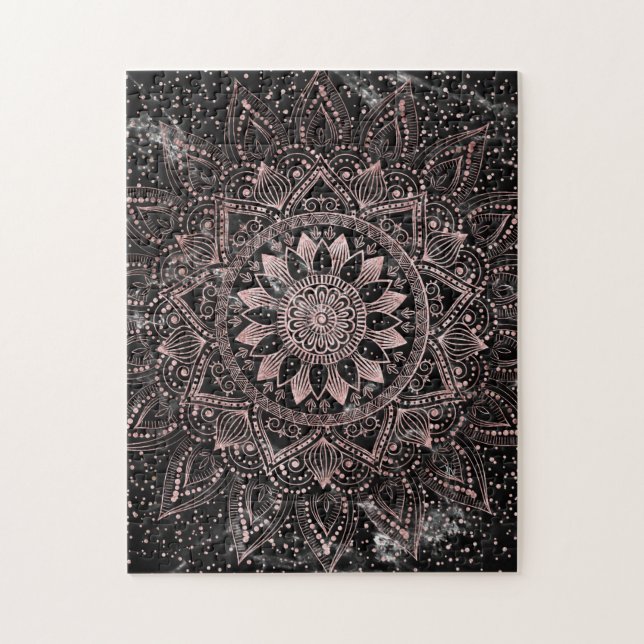 Puzzle Elegantes puntos de oro Rosa Mandala Marble (Vertical)