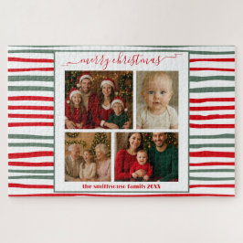 Puzzle Elegantes rayas familia Foto juego feliz Navidad