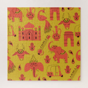 Puzzle Elementos indios, cosecha cosecha a mano.