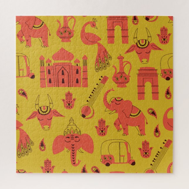Puzzle Elementos indios, cosecha cosecha a mano. (Vertical)