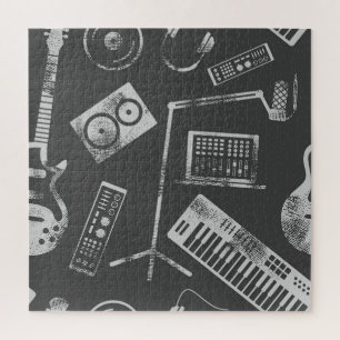 Puzzle Elementos musicales: fondo inmaculado vintage.