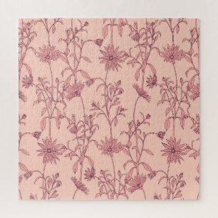 Puzzle Elementos vintage florales, fondo sin fisuras.
