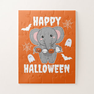 Puzzle Elephant Happy Halloween Calabaza de barba