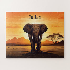 Puzzle Elephant Sunset