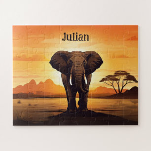 Puzzle Elephant Sunset