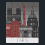 Puzzle Elevaciones de París por la noche - rojo<br><div class="desc">" Elevaciones de París por rojo de la noche" por enrrollado fabuloso.  Señales famosas de las características de París en la noche en un esquema de color rojo y gris.</div>