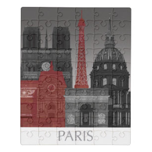 Puzzle Elevaciones de París por la noche - rojo