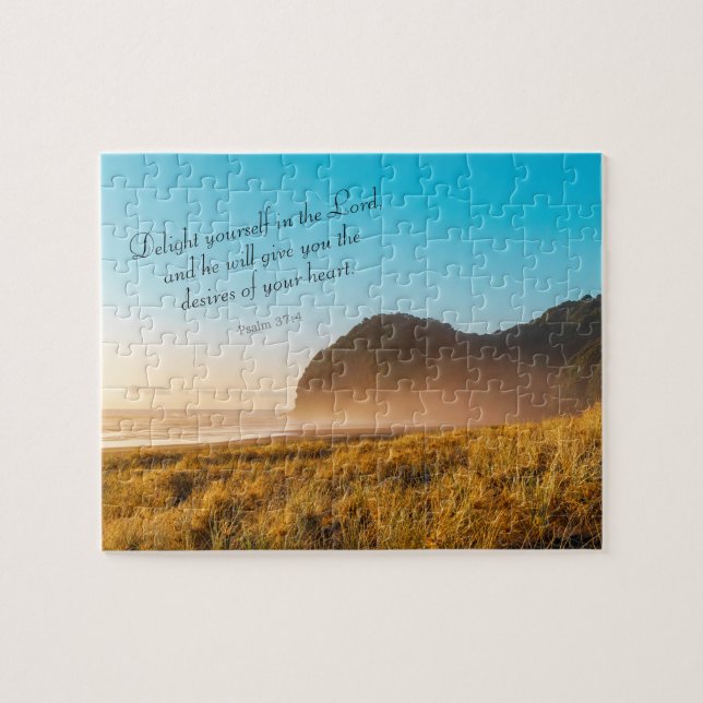 Puzzle Elevar la Biblia Inspiradora versus el salmo 37:4 (Horizontal)