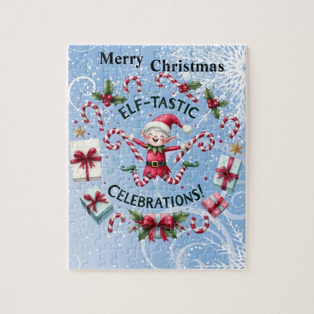 Puzzle Elf celebra a los Navidades (Vertical)