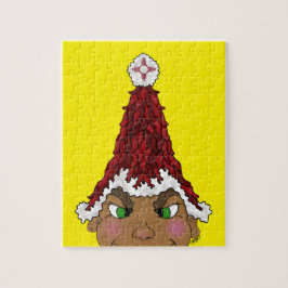 Puzzle Elf usando un Sombrero Santa de Chile Rojo con un 