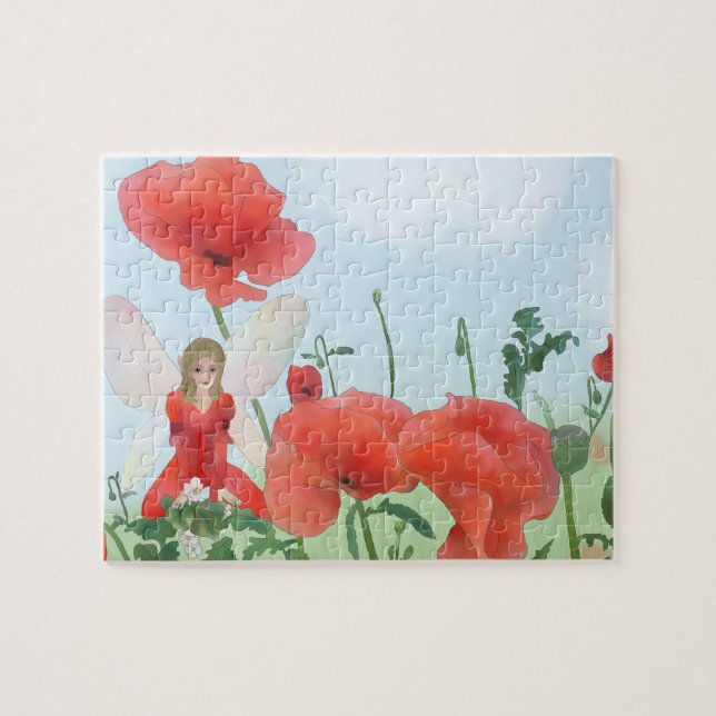 Puzzle Elfe im Mohn (Horizontal)
