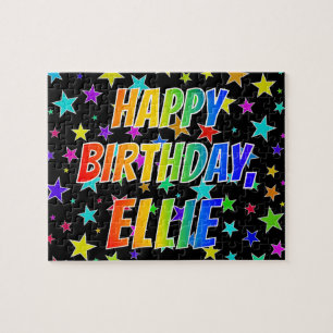 Puzzle "ELLIE" Nombre, Diversión "FELIZ CUMPLEAÑOS"