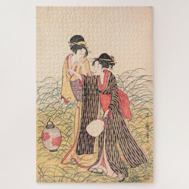 Puzzle Elopers en arte japonés Musashino Kitagawa Utamaro (Vertical)
