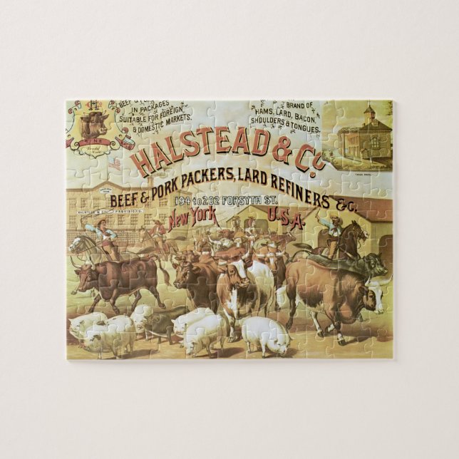 Puzzle Embaladores de la carne de vaca y del cerdo, (Horizontal)