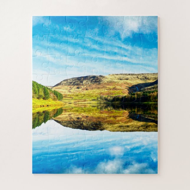 Puzzle Embalse Dovestone en invierno (Vertical)