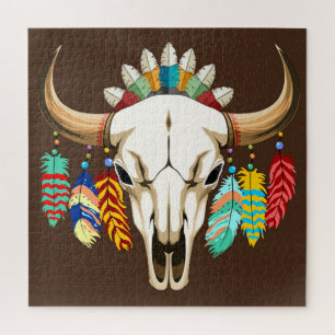Puzzle Emblema de cráneo de búfalo nativo americano